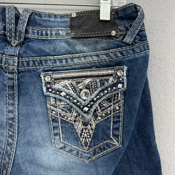 Vigoss Bootcut Jeans Embellished Pockets Dark Wash SZ 7/8 (31x29) Western - Picture 1 of 12